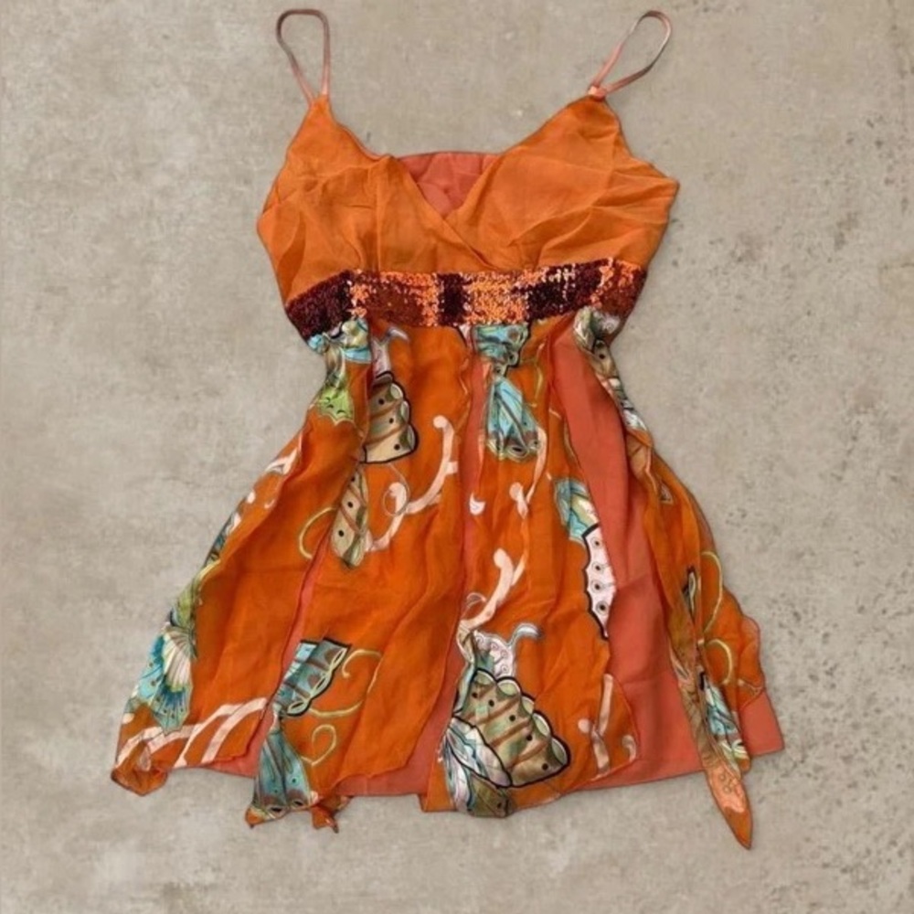 Elegant Orange Floral Dress